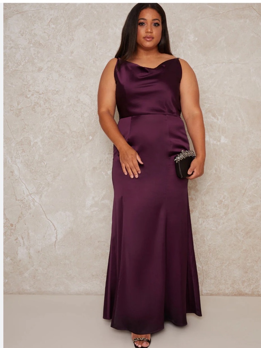 NWTs Chi Chi London Cowl Neck Purple Dress, Sz 10